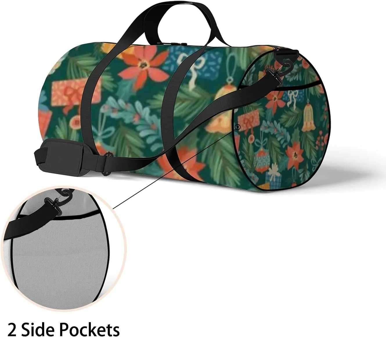 Sports Gym Bag for Women and Men Waterproof Christmas Happy New Year Toys Gifts Retro Style Duffel Bag Lightweight Carryon Traveling Boarding Gripsack