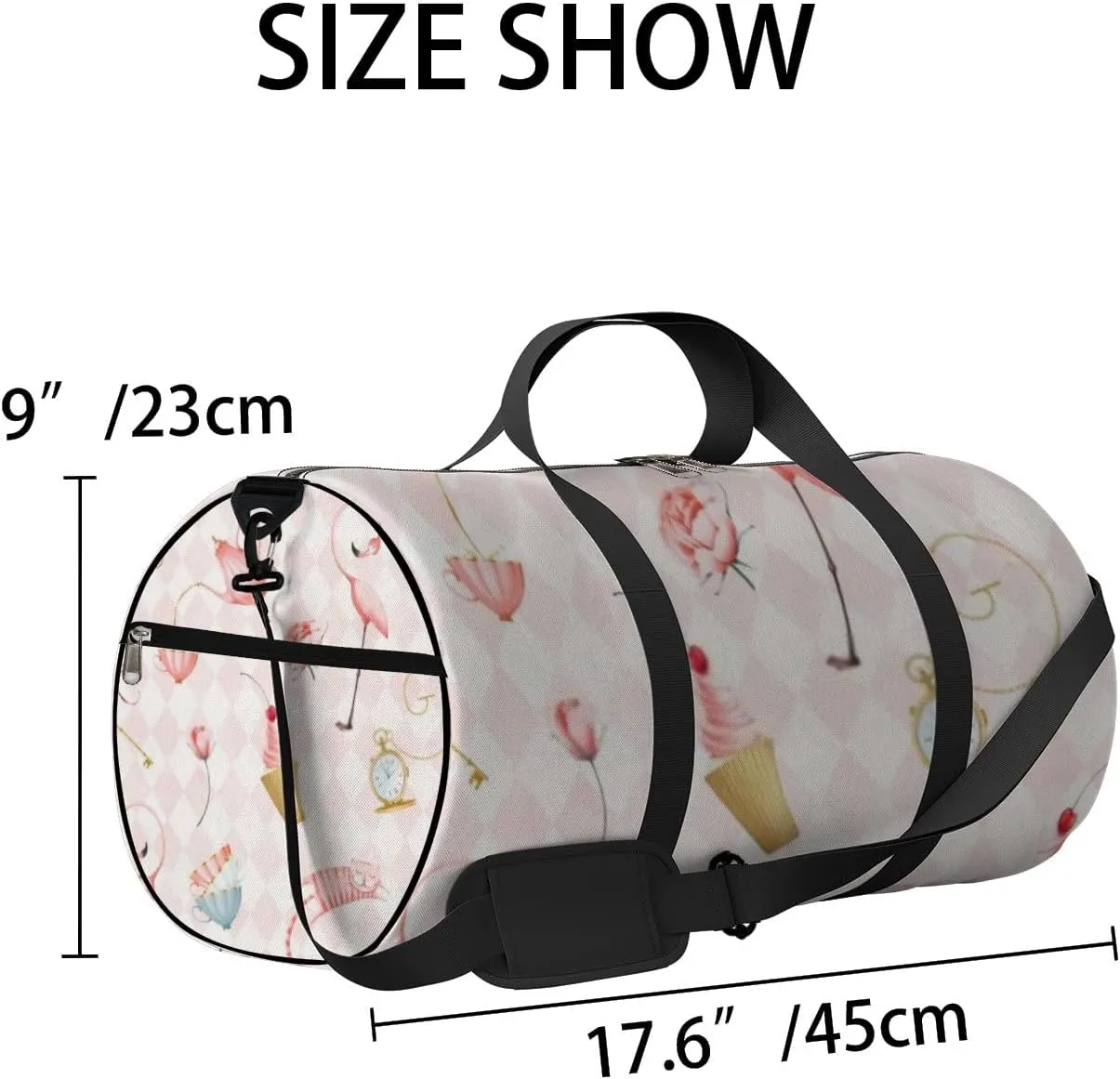 Sports Gym Bag for Women and Men Waterproof Cute Style Pink Rhombuses Flamingo Duffel Bag Lightweight Carryon Traveling Boarding Gripsack