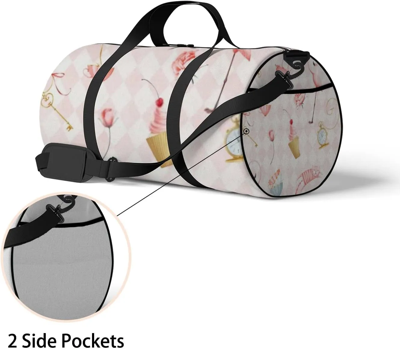 Sports Gym Bag for Women and Men Waterproof Cute Style Pink Rhombuses Flamingo Duffel Bag Lightweight Carryon Traveling Boarding Gripsack