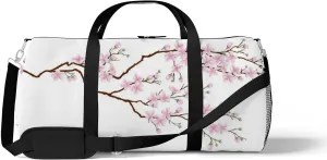 Sports Gym Bag for Women and Men Waterproof Horizontal Branch Cherry Blossoms Duffel Bag Lightweight Carryon Traveling Boarding Gripsack