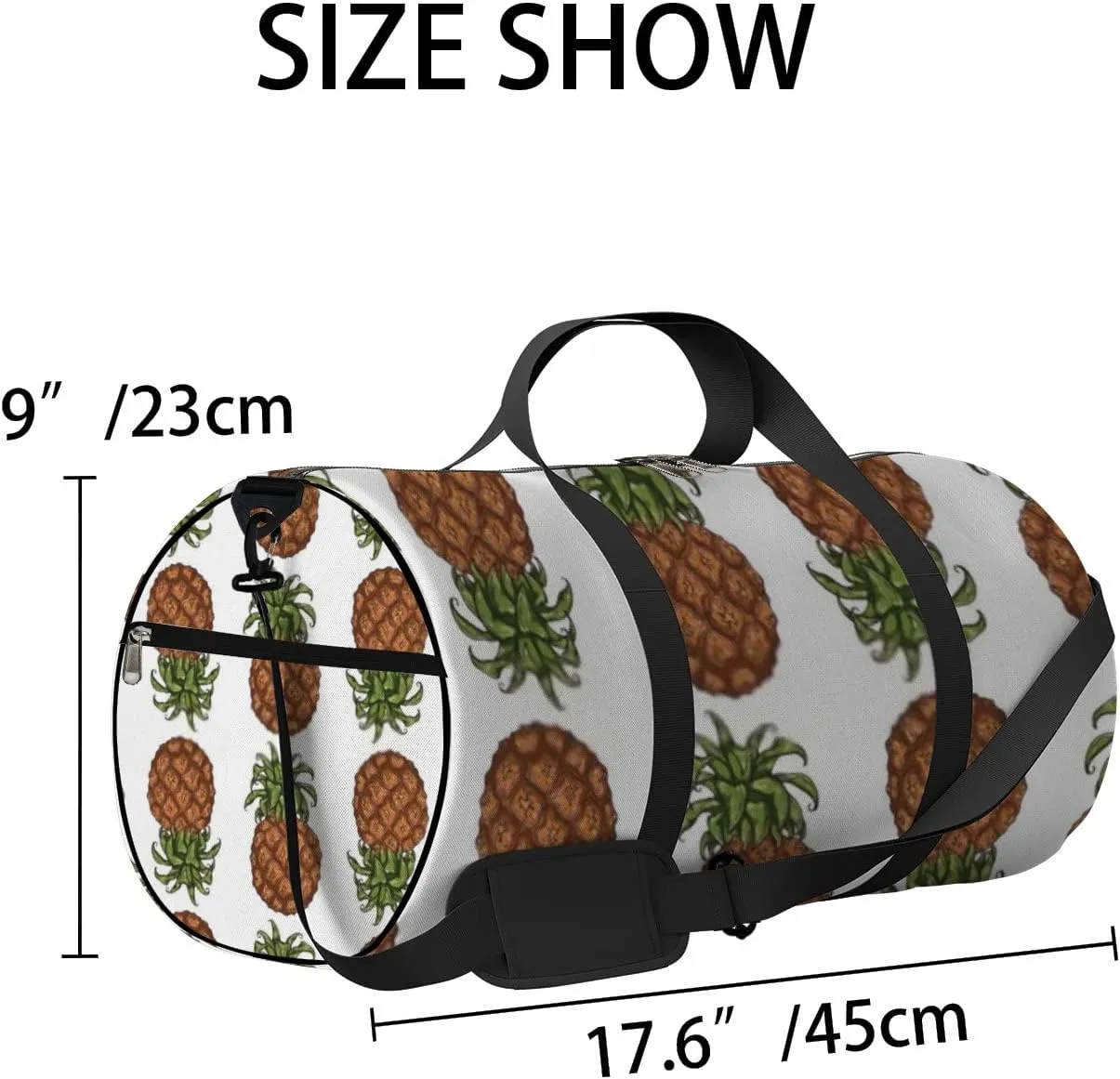 Sports Gym Bag for Women and Men Waterproof Pineapple Sketch Style Duffel Bag Lightweight Carryon Traveling Boarding Gripsack