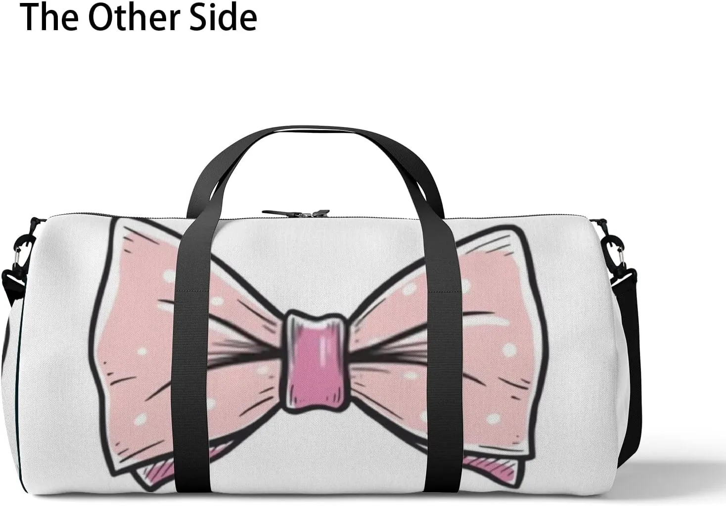 Sports Gym Bag for Women and Men Waterproof Pink Bow Doodle Sketch Vintage Style Duffel Bag Lightweight Carryon Traveling Boarding Gripsack