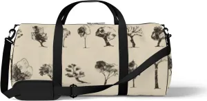 Sports Gym Bag for Women and Men Waterproof Trees Sketch Set Vintage Style Duffel Bag Lightweight Carryon Traveling Boarding Gripsack