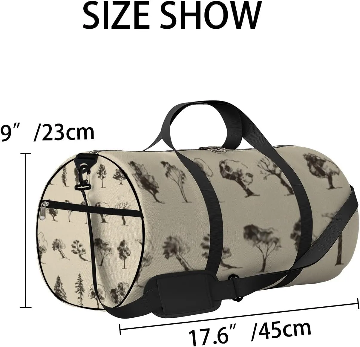 Sports Gym Bag for Women and Men Waterproof Trees Sketch Set Vintage Style Duffel Bag Lightweight Carryon Traveling Boarding Gripsack