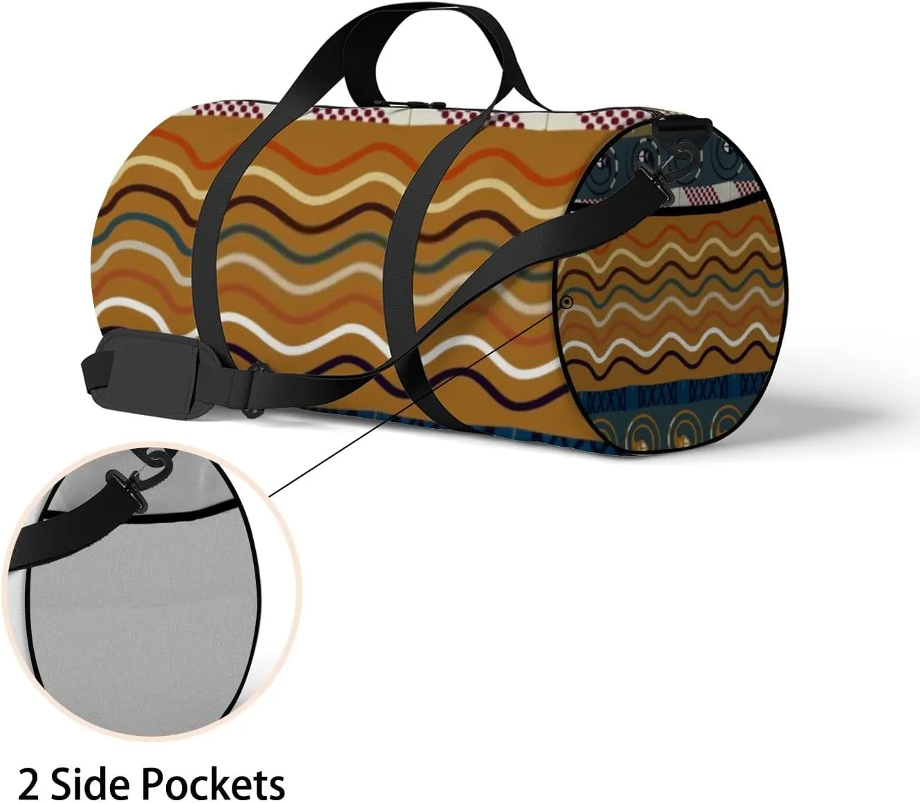 Sports Gym Bag for Women and Men Waterproof Tribal Lotus Snake Duffel Bag Lightweight Carryon Traveling Boarding Gripsack