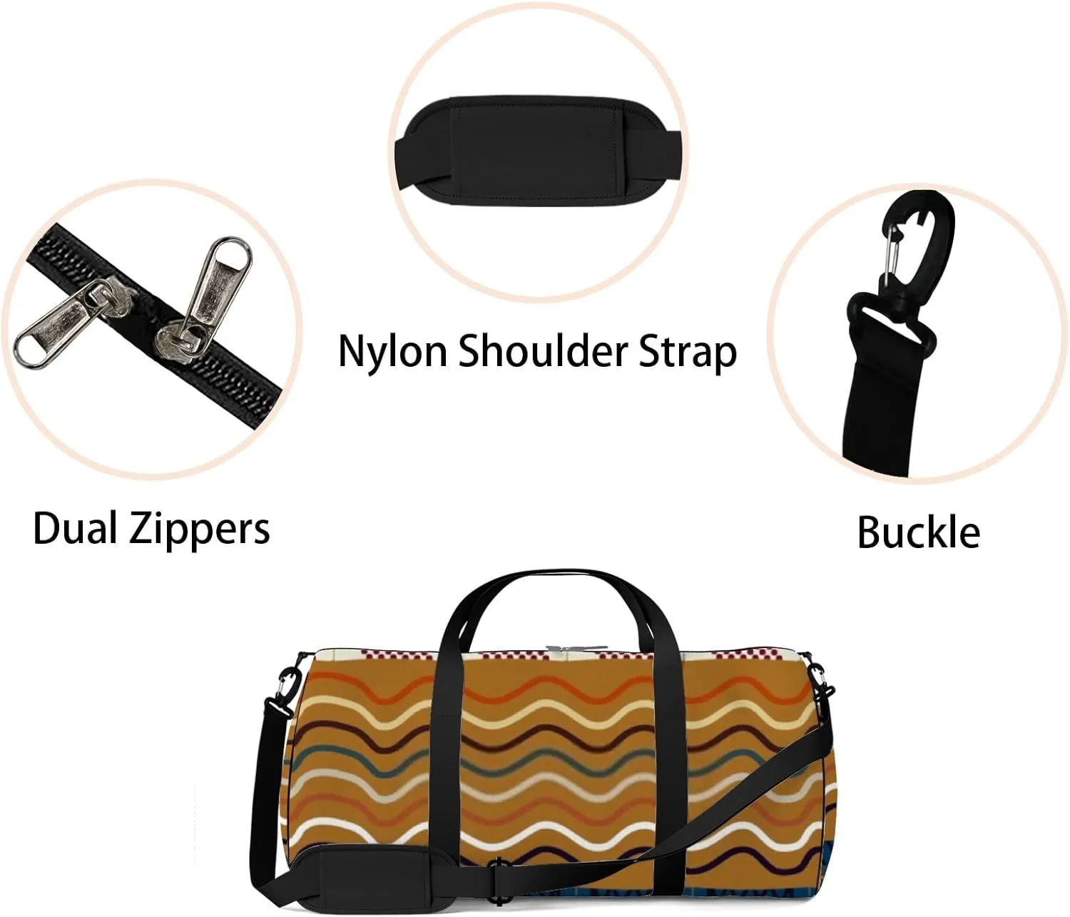 Sports Gym Bag for Women and Men Waterproof Tribal Lotus Snake Duffel Bag Lightweight Carryon Traveling Boarding Gripsack