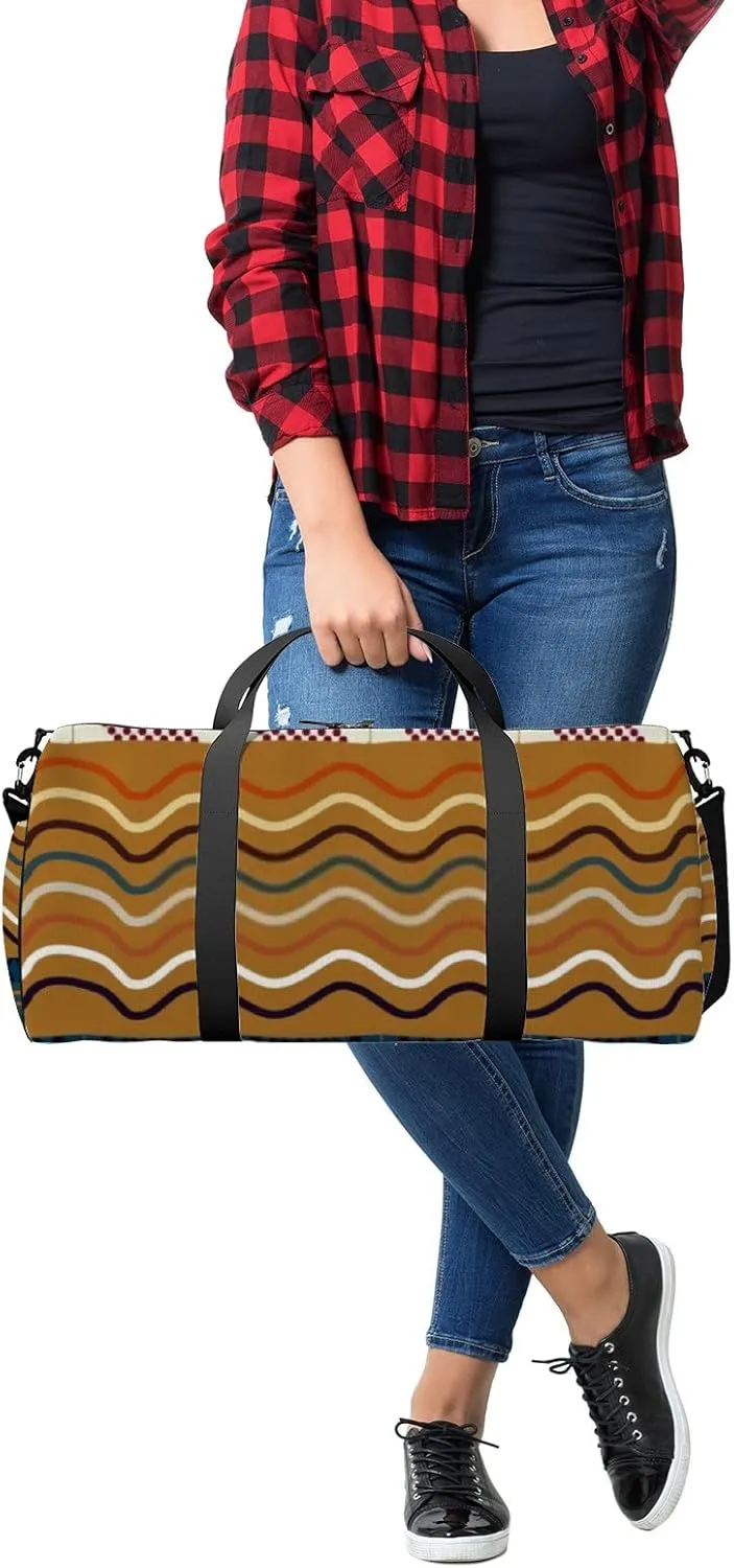 Sports Gym Bag for Women and Men Waterproof Tribal Lotus Snake Duffel Bag Lightweight Carryon Traveling Boarding Gripsack