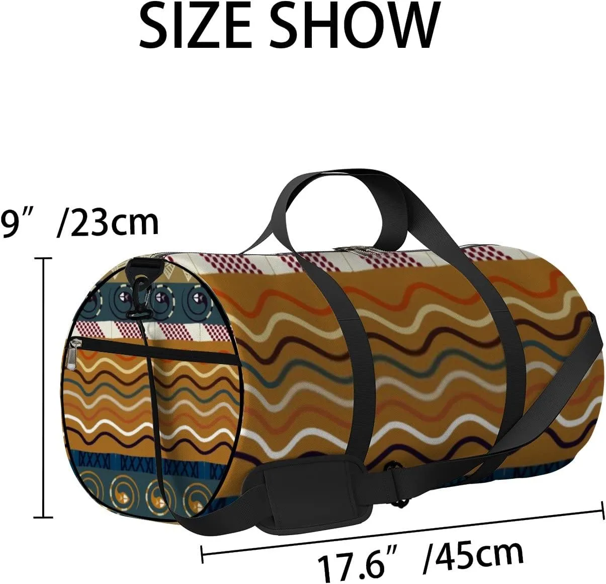 Sports Gym Bag for Women and Men Waterproof Tribal Lotus Snake Duffel Bag Lightweight Carryon Traveling Boarding Gripsack