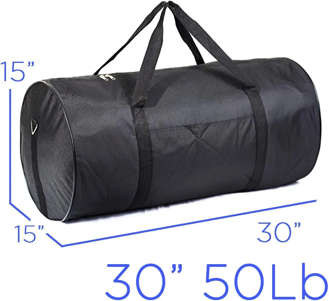 SQUARE JUMBO BLACK DUFFLE CARGO BAG LUGGAGE LAUNDRY TOTE (50Lb 30inches)