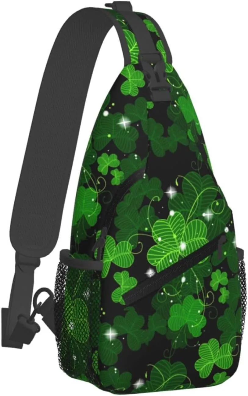 St Patrick's Day Bags Lucky Clover Shamrock Sling Bag Crossbody Backpack Shoulder Casual Daypack Bag for Men Women