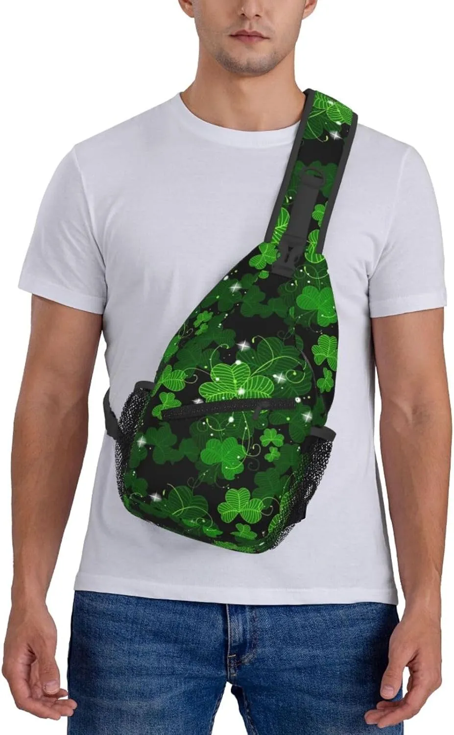 St Patrick's Day Bags Lucky Clover Shamrock Sling Bag Crossbody Backpack Shoulder Casual Daypack Bag for Men Women