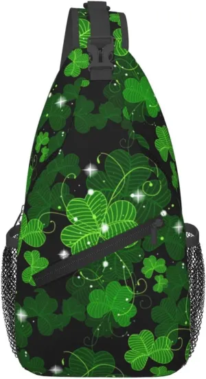 St Patrick's Day Bags Lucky Clover Shamrock Sling Bag Crossbody Backpack Shoulder Casual Daypack Bag for Men Women