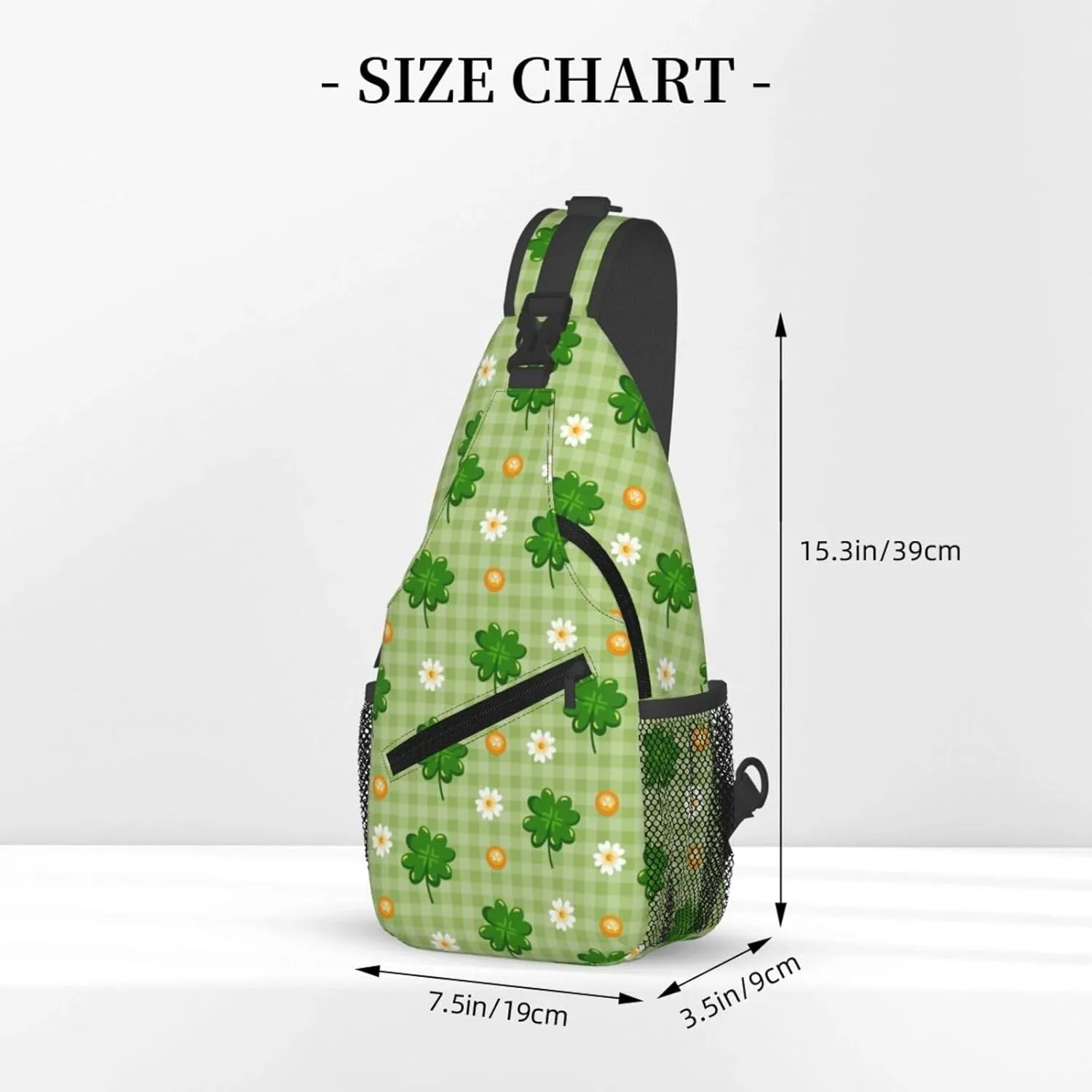 St Patricks Day Shamrock Sling Bag For Women Men Adjustable Crossbody Chest Bag Irish Clover Shoulder Bag Sling Backpack Green Daypack For Sport Travel Hiking