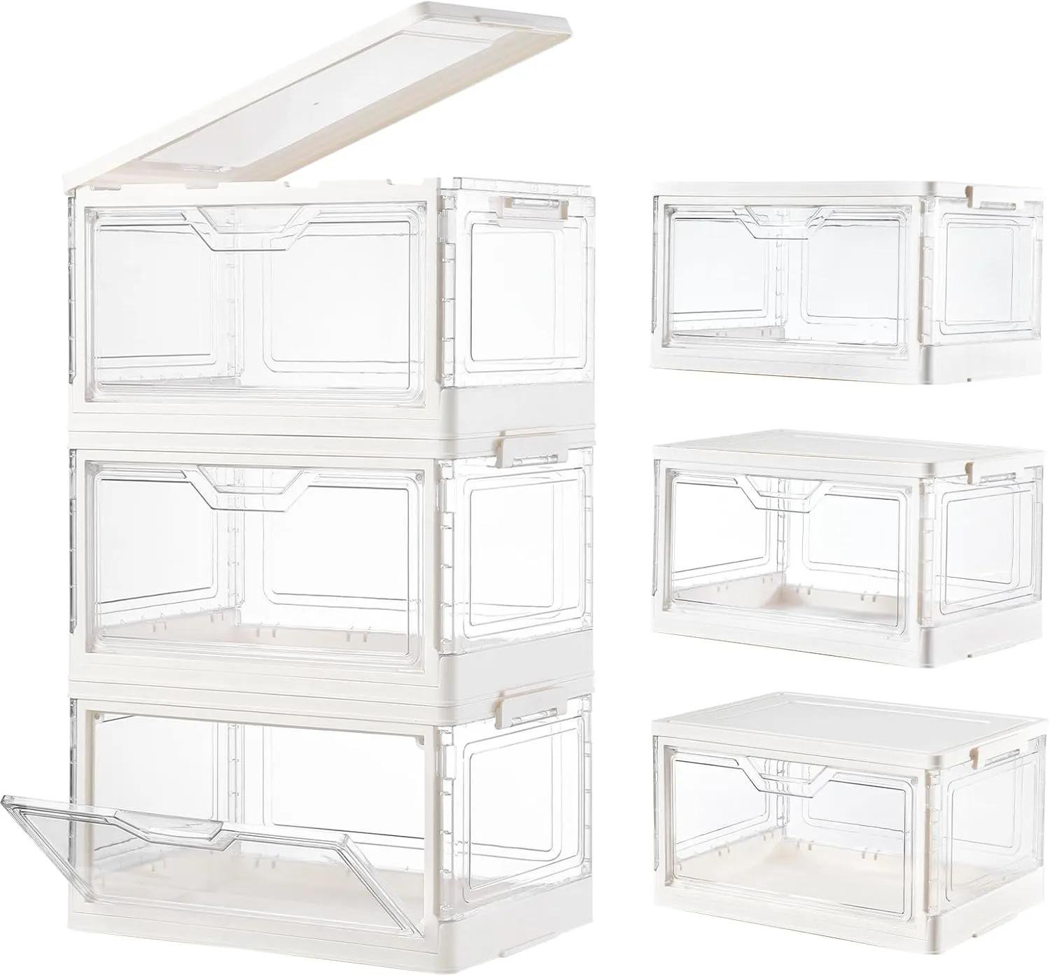 Stackable Storage Bins with Lids - Closet Organizers and Storage, 3 Drawer Storage Organizer，Clear Stackable Storage Drawers for Clothes,Hats, Snacks