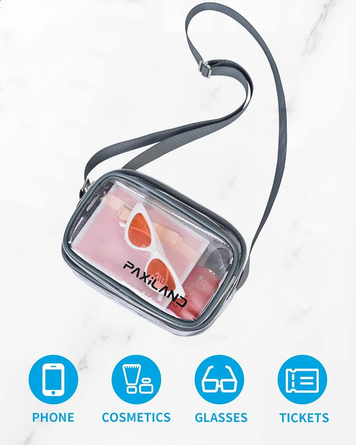 Stadium Approved Clear Bag with Front Pocket - Messenger Bag for Sports, Concerts