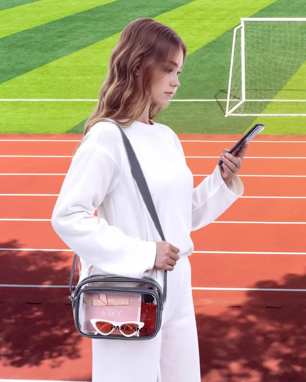 Stadium Approved Clear Bag with Front Pocket - Messenger Bag for Sports, Concerts
