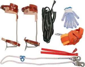 Stainless Steel Tree Climbing Spike Kit with Harness and Gloves Adjustable Cowhide Straps Climbing Gear for Outdoor Utility and Gardening Tasks