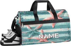 Starfish Planks Ocean Style Sports Gym Bag with Wet Pocket & Shoes Compartment Travel Duffel Bag for Women Men Custom Sports Gym Bag Personalized Overnight Stay Weekend Tote Beach Luggage