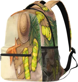 Starfish Slippers Travel Waterproof Backpack Log Board Laptop Bag with Adjustable Padded Shoulder Straps for Women Men Business Work Travel Hiking Camping