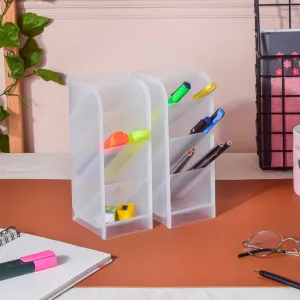 Stationery Table Organiser White Set Of 2