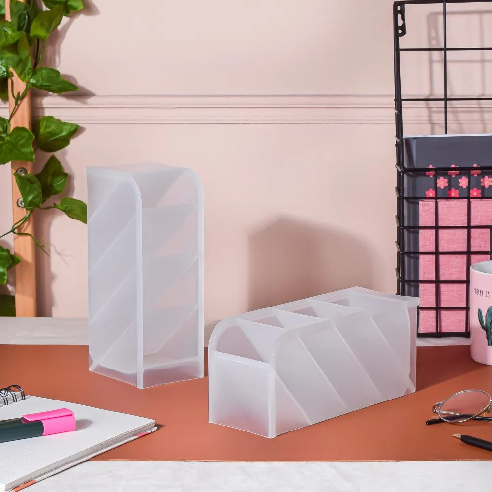 Stationery Table Organiser White Set Of 2