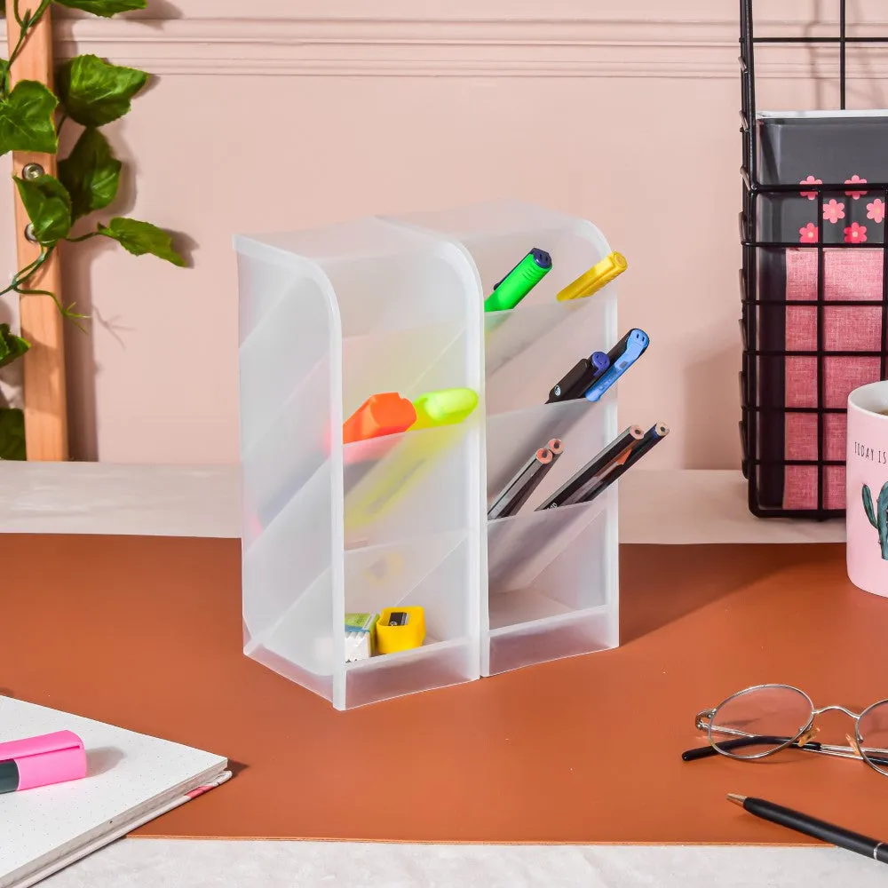 Stationery Table Organiser White Set Of 2