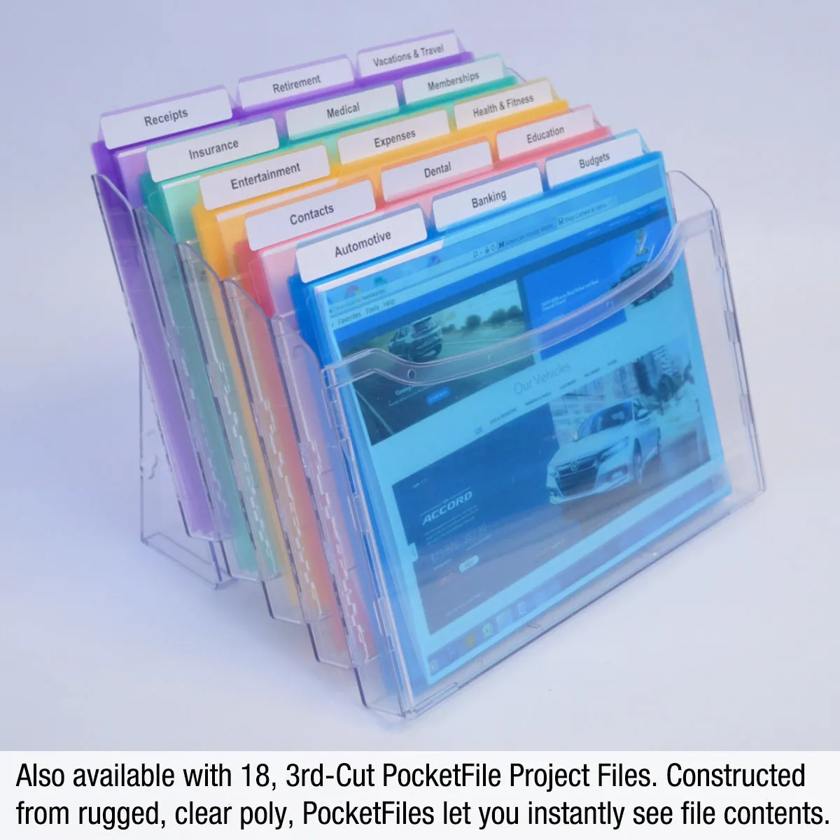 StationMate™ 5-Compartment Inclined StepUp File Desktop Organizer Includes 25, 5th-Cut PocketFile™ Project Files