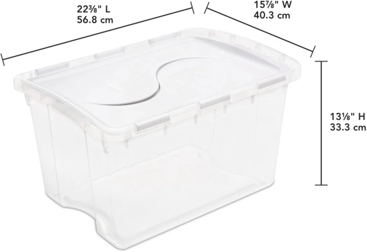 Sterilite 48 Qt Stackable Storage Bins, Clear with White Hinged Lid, 6-Pack