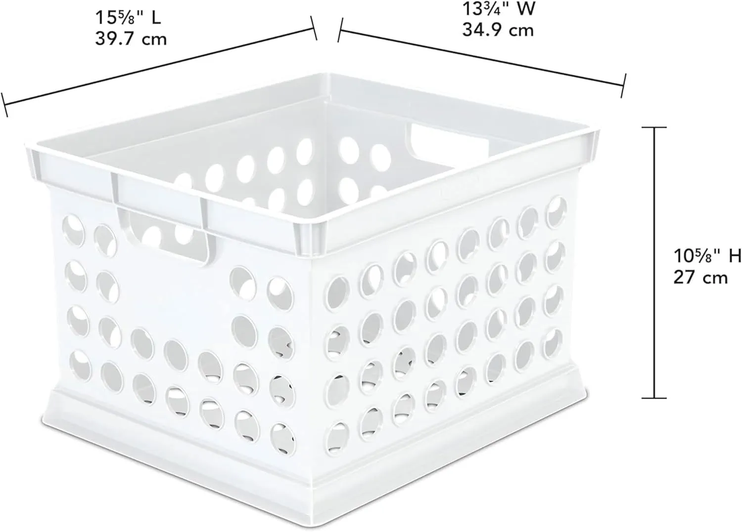 Sterilite Stackable Plastic Storage Crate Bin Organizer File Box with Handles for Home, Office, Dorm, Garage, or Utility Organization, White, 6-Pack
