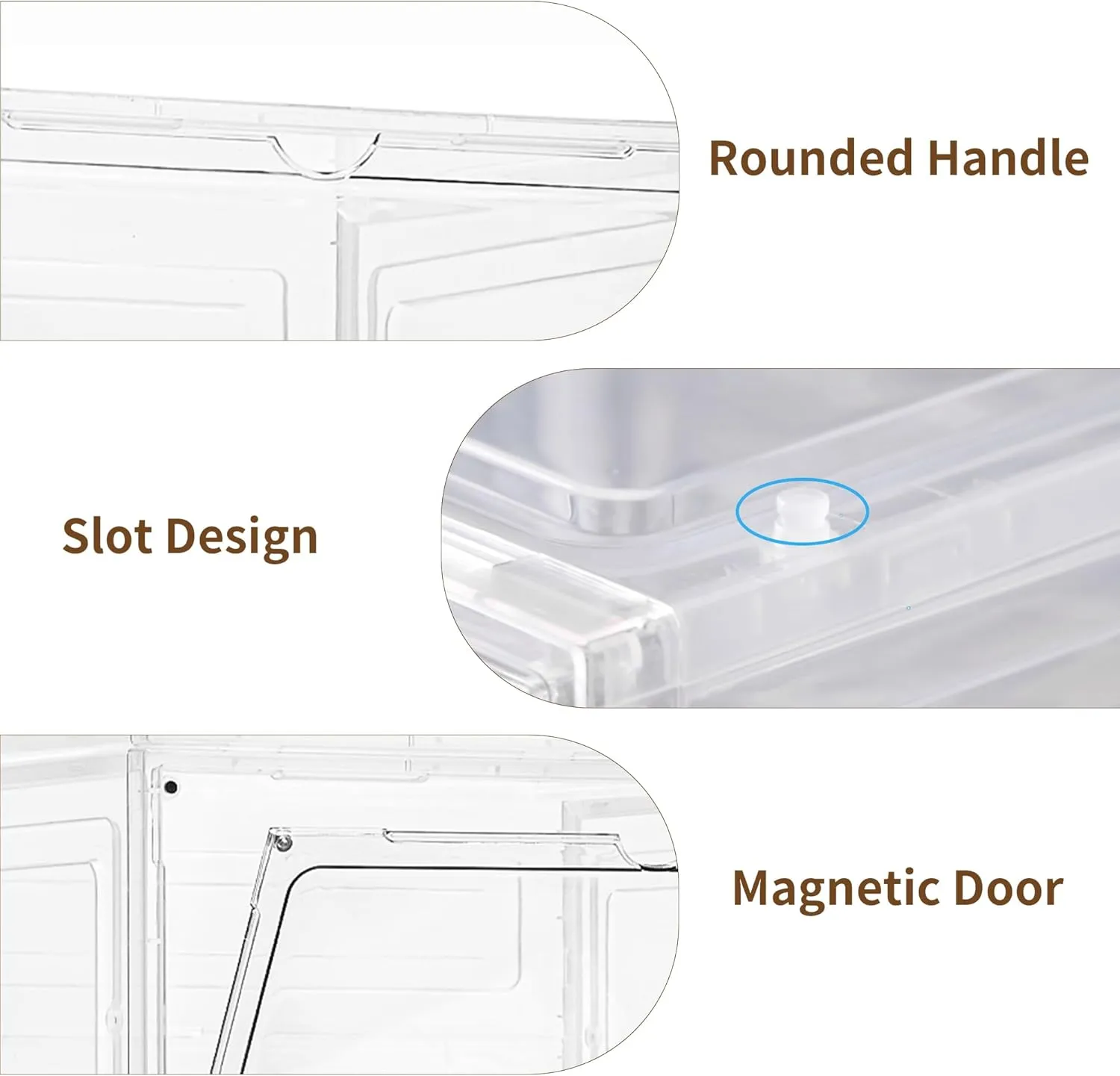 Storage Bins with Lids, 6 Pack Clear Plastic Storage Containers with Magnetic Acrylic Door, 19 Qt Stackable Storage Box for Home,Office Organizing,white