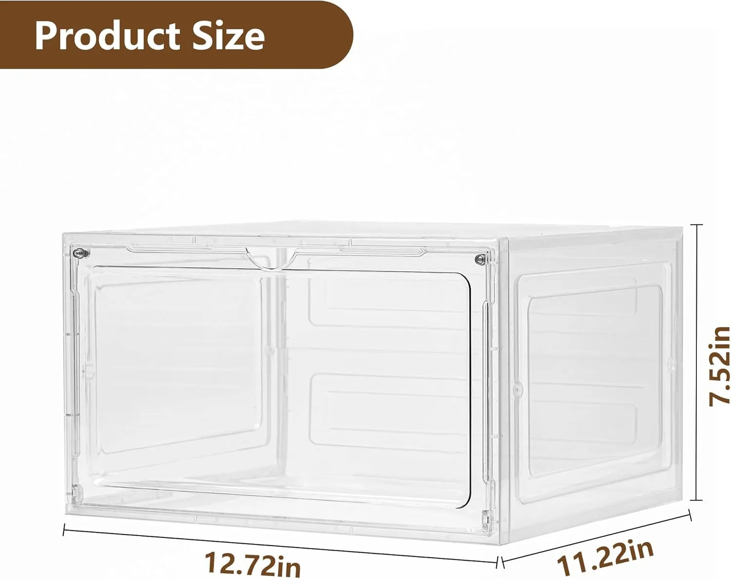 Storage Bins with Lids, 6 Pack Clear Plastic Storage Containers with Magnetic Acrylic Door, 19 Qt Stackable Storage Box for Home,Office Organizing,white