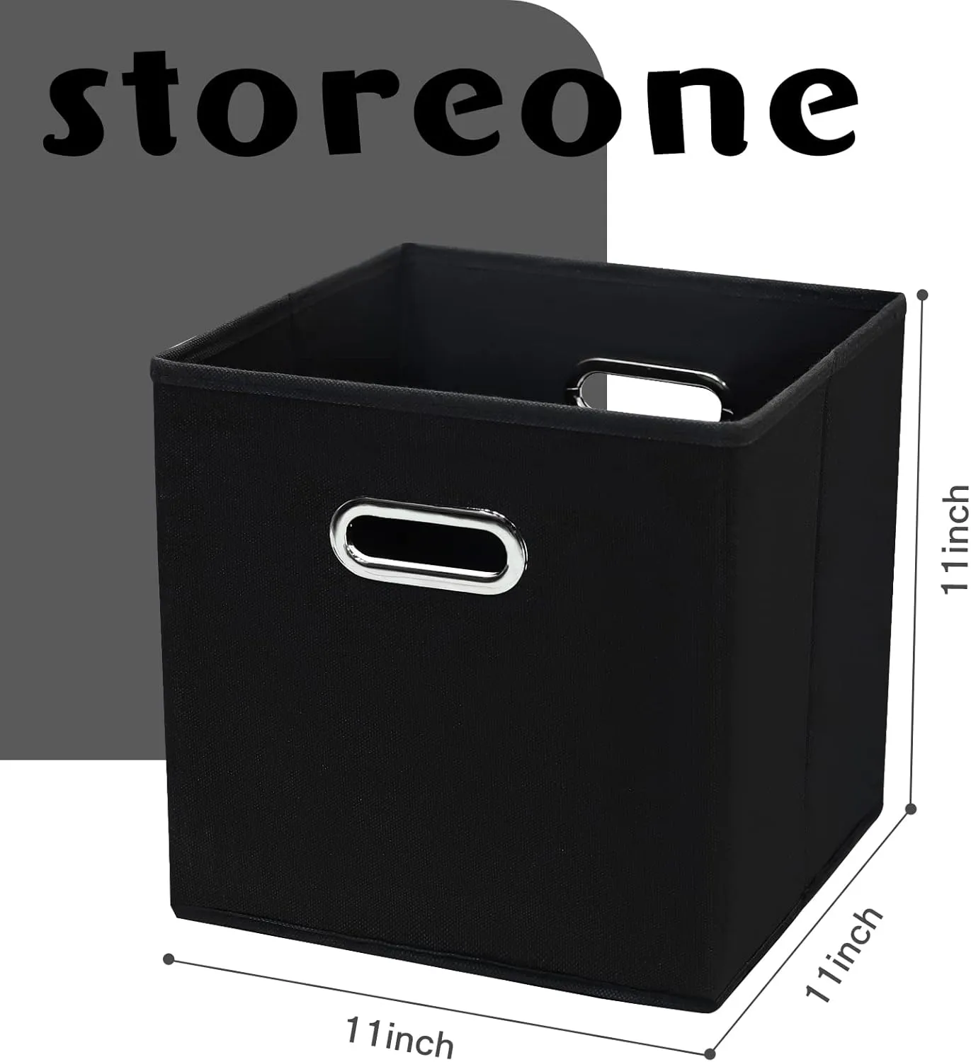 STOREONE Black Fabric Storage Bins Cubes Baskets Containers-(11X11X11) with Dual Handles Cube Storage Organizer Bins for Shelf Closet, Bedroom Organizers, Foldable Set of 3 (Black )
