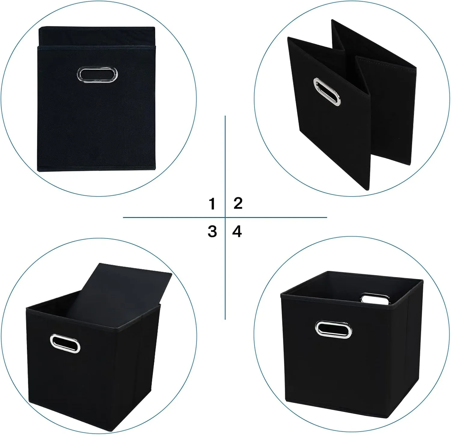 STOREONE Black Fabric Storage Bins Cubes Baskets Containers-(11X11X11) with Dual Handles Cube Storage Organizer Bins for Shelf Closet, Bedroom Organizers, Foldable Set of 3 (Black )
