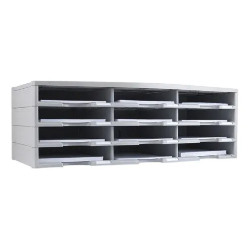Storex Storex Literature Organizer, 12 Compartments, 10.63 x 13.3 x 31.4, Gray