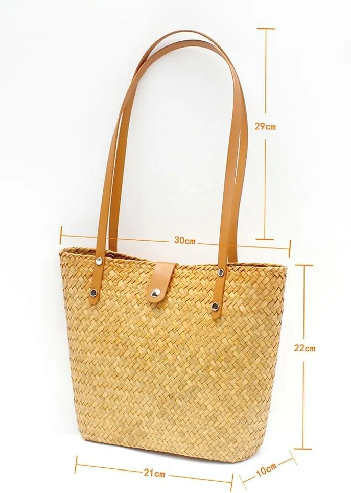 Straw Bags for Women Woven Beach Purse Retro Versatile Straw Purse Large Capacity Tote Bag Vacation Handbags for Summer