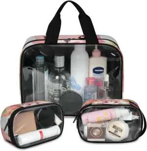 Strawberry Bunny Cosmetic Bag,3 Pcs Toiletry Bag Clear Toiletry Bag Toiletry Bag for Women Clear Cosmetic Bag Makeup Organizer Bag Greedy Bunny