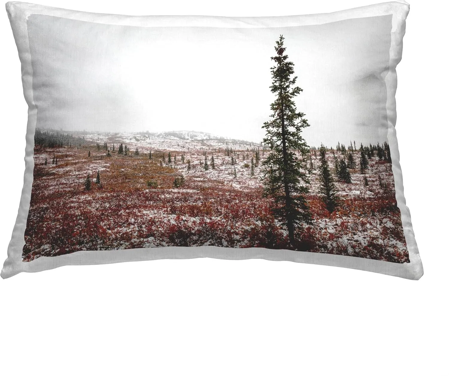 Stupell Industries Snowy Mountain Valley Indoor Printed Throw Pillow, 14 x 20, Brown