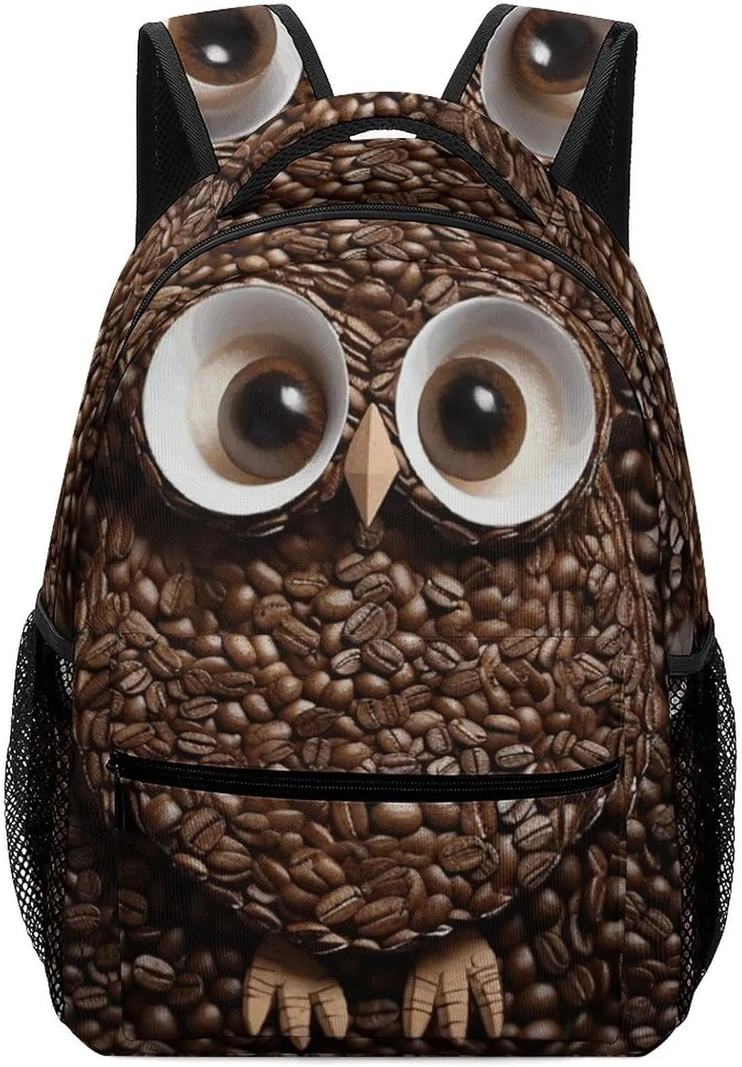 Stylish Backpack, Coffee Bean Owl Print Durable Backpack Travel Backpack Hiking Backpack Ergonomic Backpack Comfortable Backpack