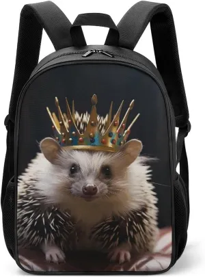 Stylish Backpack, Crown with Hedgehog Print Durable Backpack Travel Backpack Hiking Backpack Ergonomic Backpack Comfortable Backpack