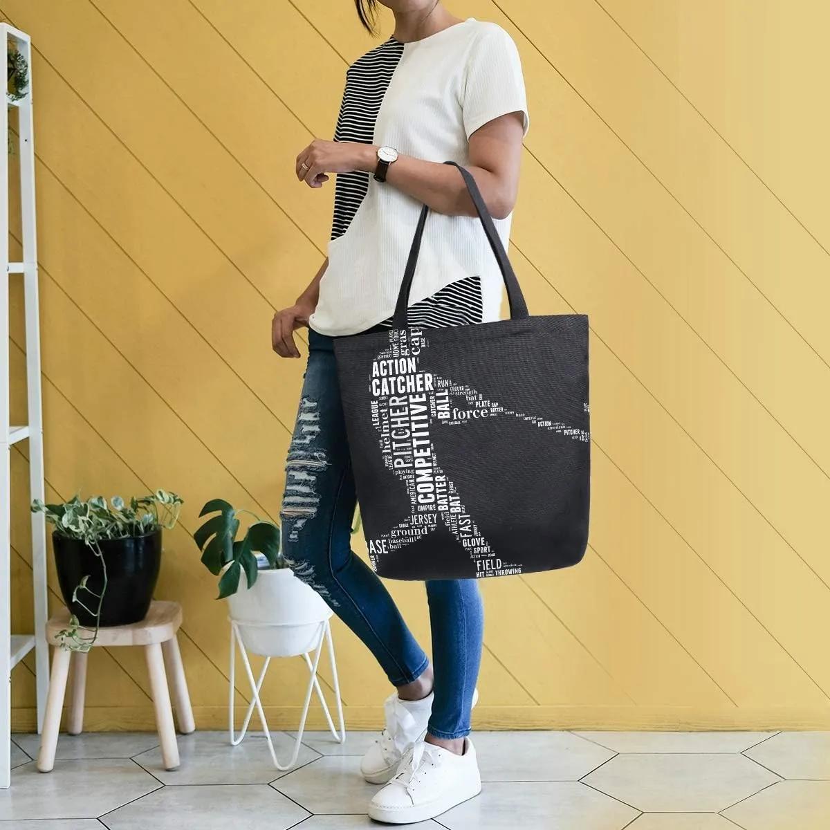SUABO Tote Bag Kitchen Reusable Grocery Bags Canvas Shopping Bag for Mom's Gift Outdoor