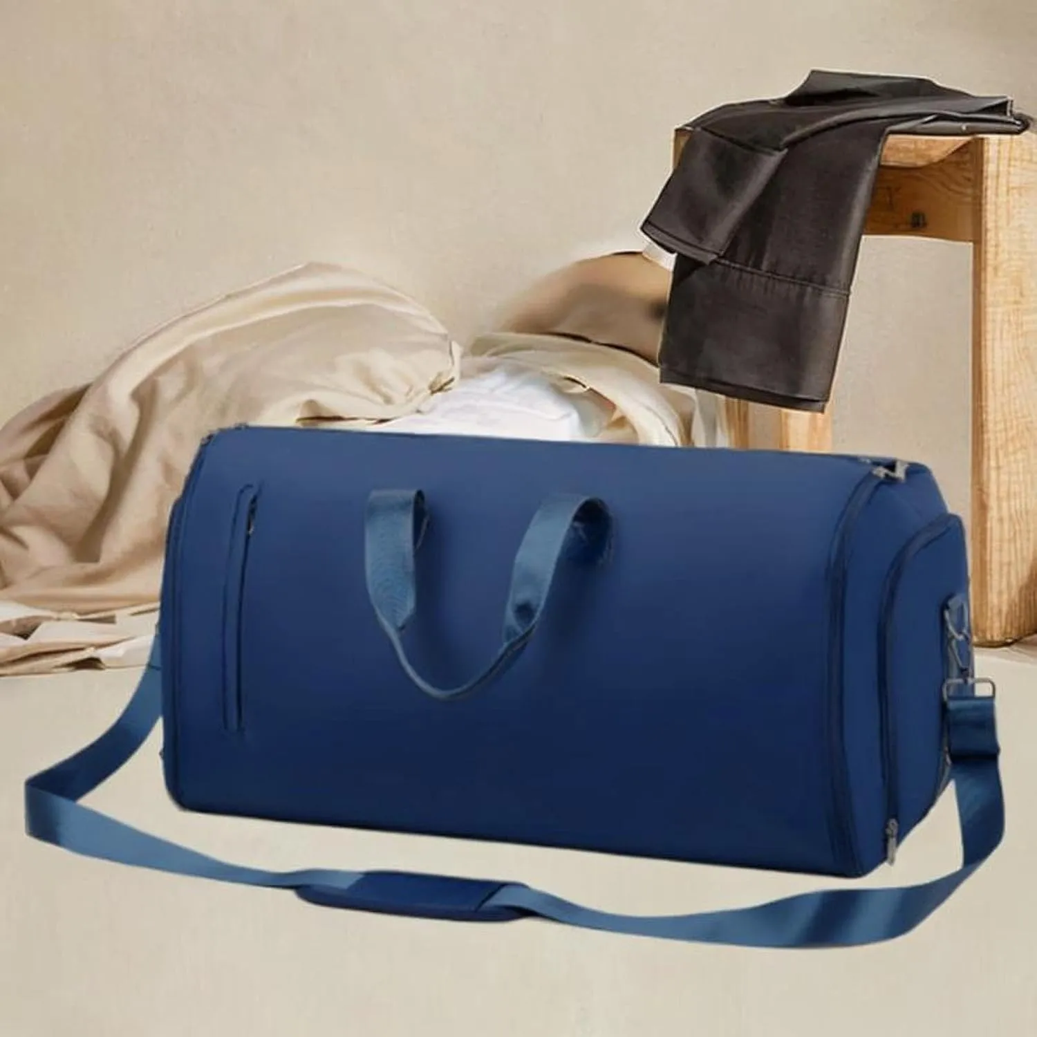 Suit Bag Tote Portable Business Travel Bag for Hiking for Men Women Trip Holiday, Dark Blue