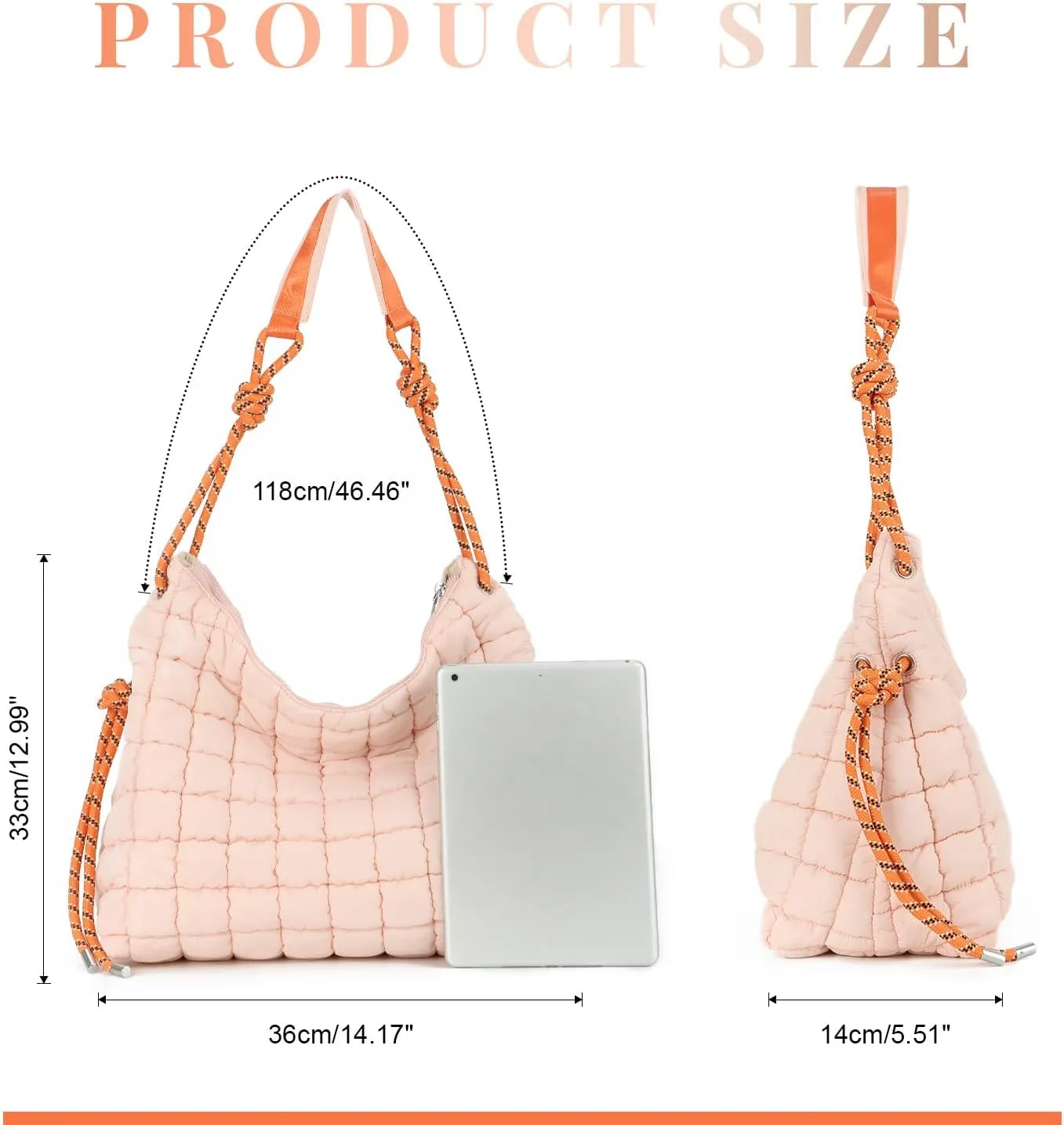 SUKUTU Puffer Tote Bag for Women Lightweight Quilted Crossbody Shoulder Bag Soft Puffy Large Purse