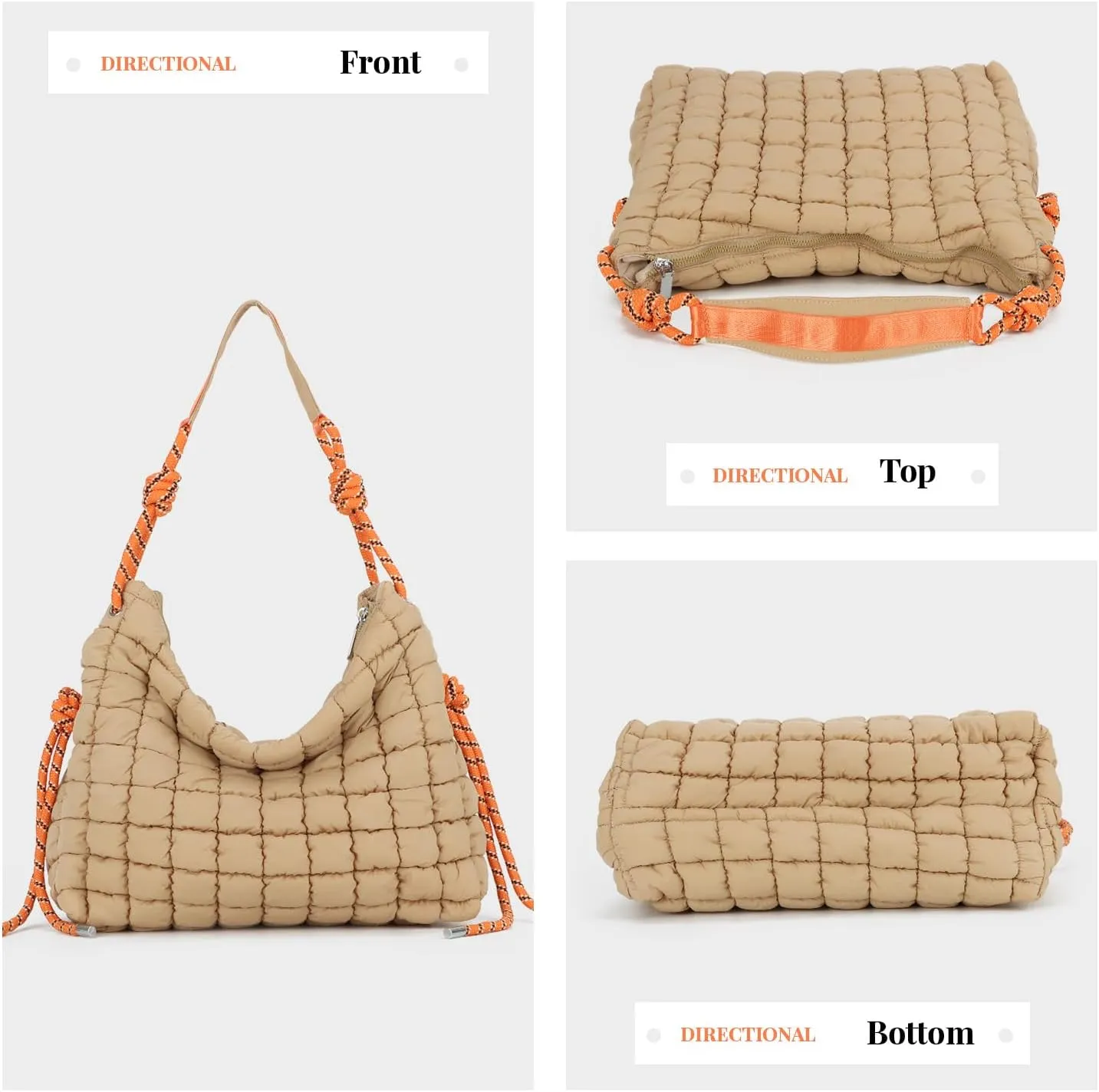 SUKUTU Puffer Tote Bag for Women Lightweight Quilted Crossbody Shoulder Bag Soft Puffy Large Purse