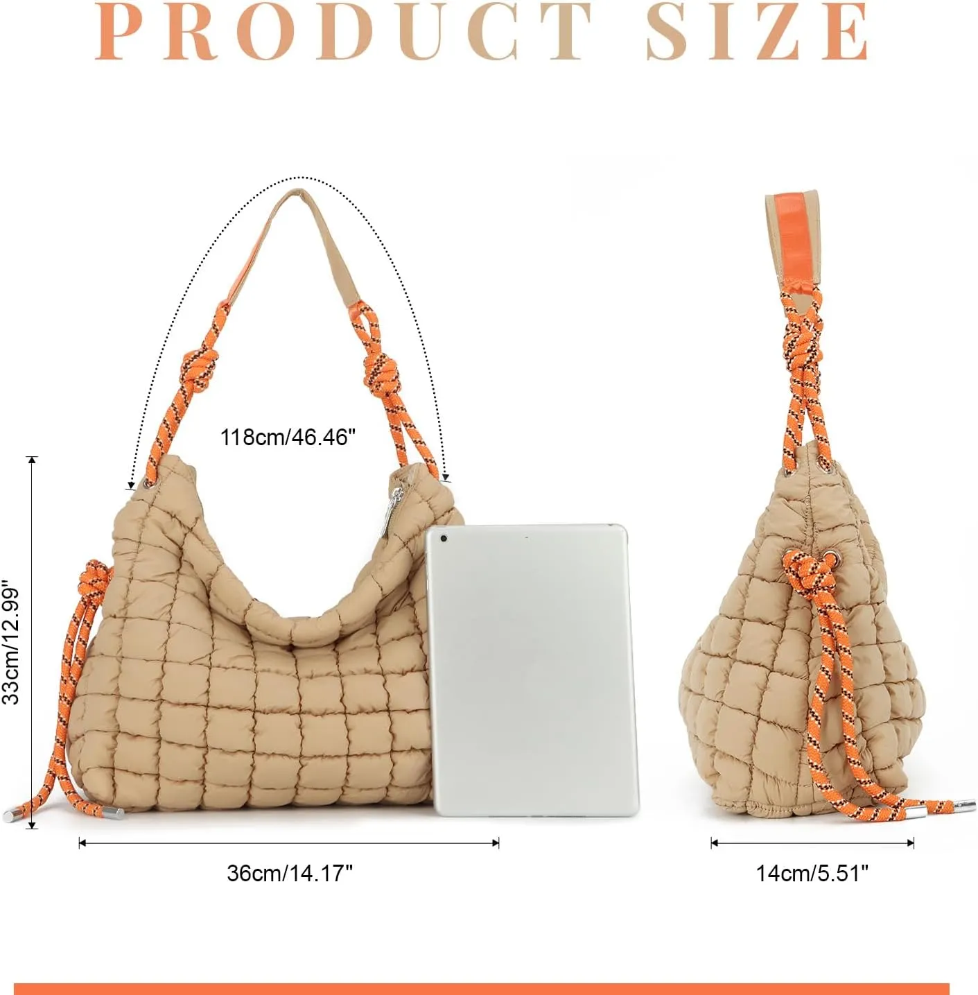SUKUTU Puffer Tote Bag for Women Lightweight Quilted Crossbody Shoulder Bag Soft Puffy Large Purse
