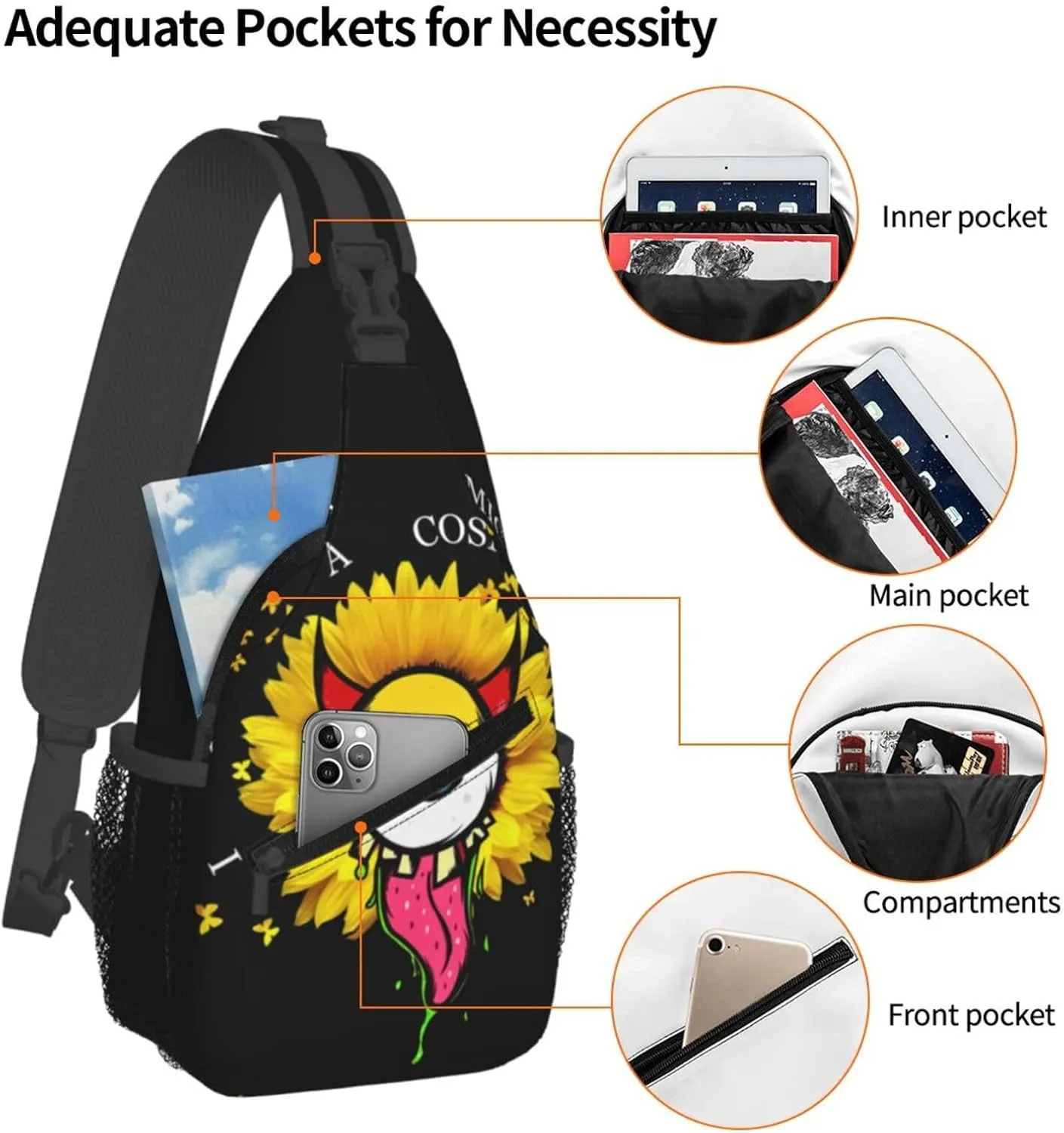 Sunflower Chest Bags Crossbody Sling Bag Shoulder Bag Travel Hiking Daypack For Men Women