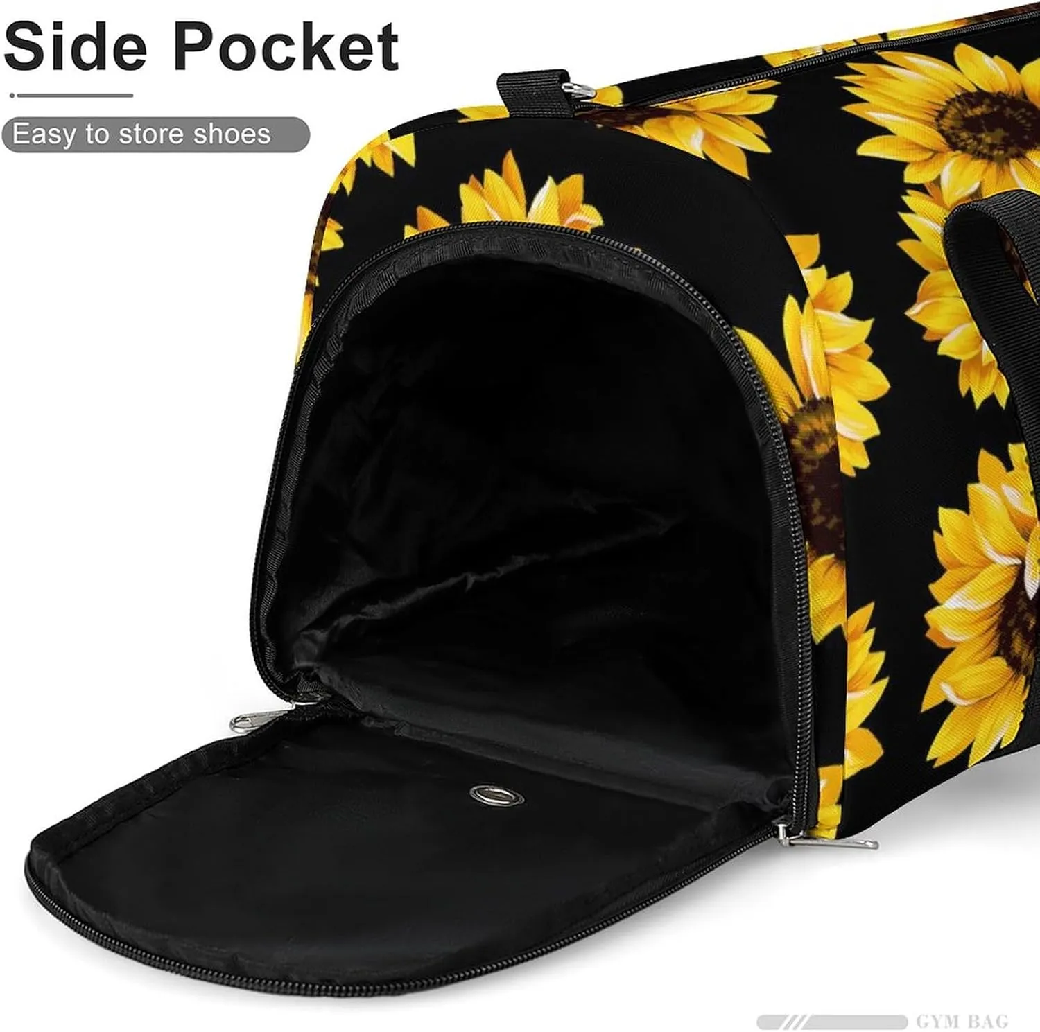 Sunflower Sports Tote Gym Bag for Women Men, Overnight Bag with Shoe Compartment Water Resistant