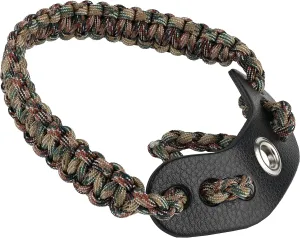 SUNYA Archery Bow Wrist Sling, 550 Paracord Strap Comfortable on Hand.100% Full Grain Leather Yoke, Multiple Camo Colors.Fit Compound Bow Stabilizer & Recurve.