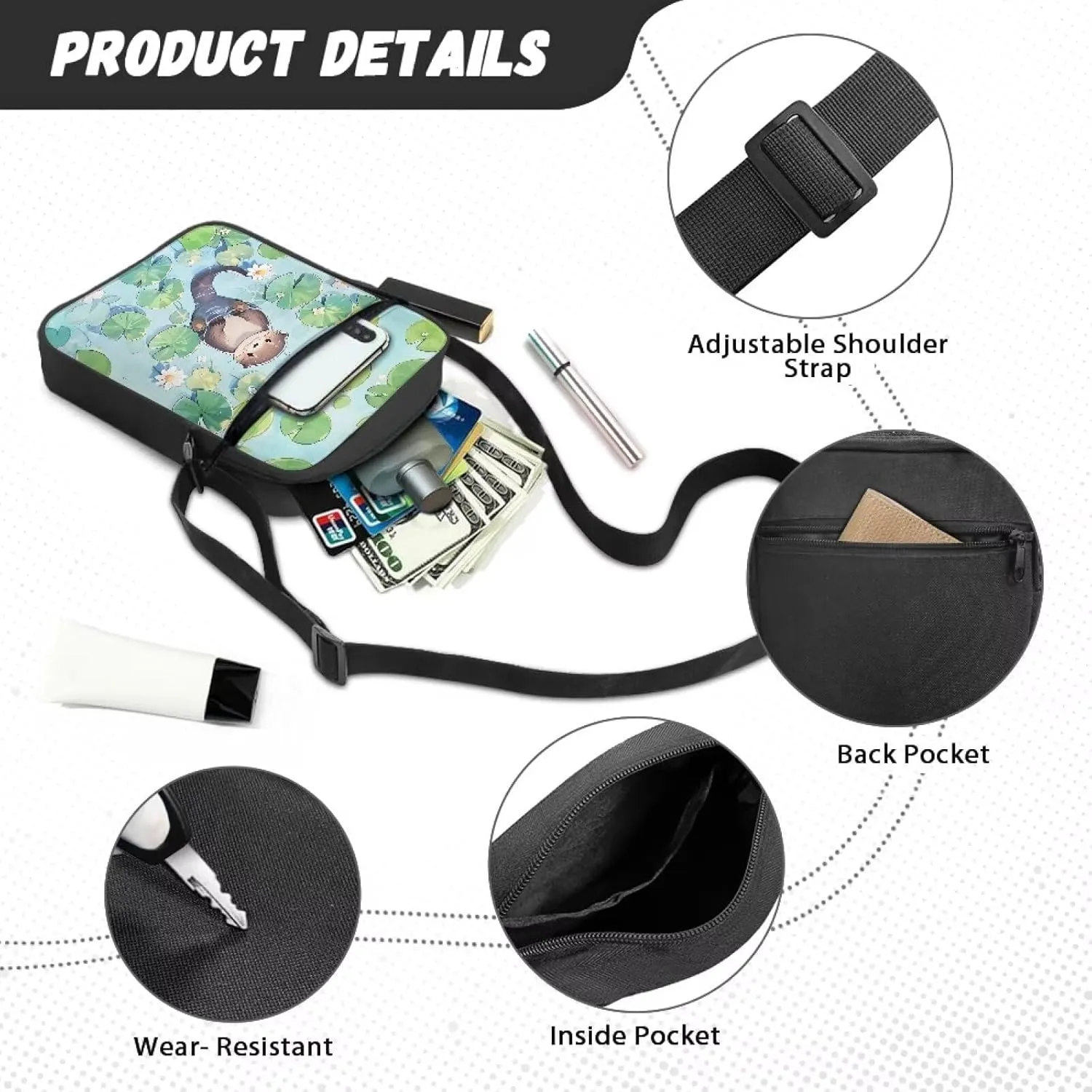 Suobstales Crossbody Bag for Women Men, Small Sling Pack Handbag for Work Business, Lightweight Messenger Shoulder Travel Bag
