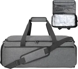 SUOCO Convertible Vacuum Garment Duffle Bags for Travel, Carry On 2 in 1 Hanging Duffel Suitcase Bag with Vacuum Compression Bag for Suit Dresse Uniform Men Women, Grey