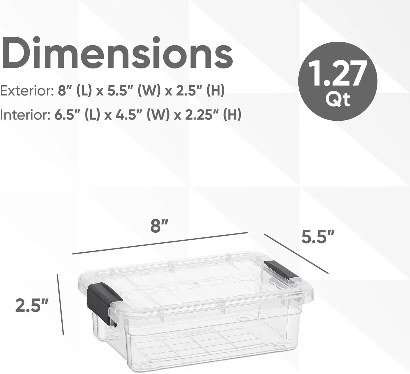 Superio Clear Storage Box with Lid, 1.15 Quart Plastic Container Bins for Organizing, Stackable Crates, BPA Free, Non Toxic, Odor Free, Organizers for Home, Office, School, and Dorm